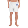 Black men's athletic shorts with elastic waistband and drawstring for running and sports activities