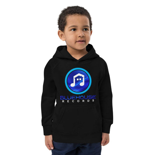Kids eco hoodie made from organic cotton and recycled polyester with lined hood and ribbed cuffs