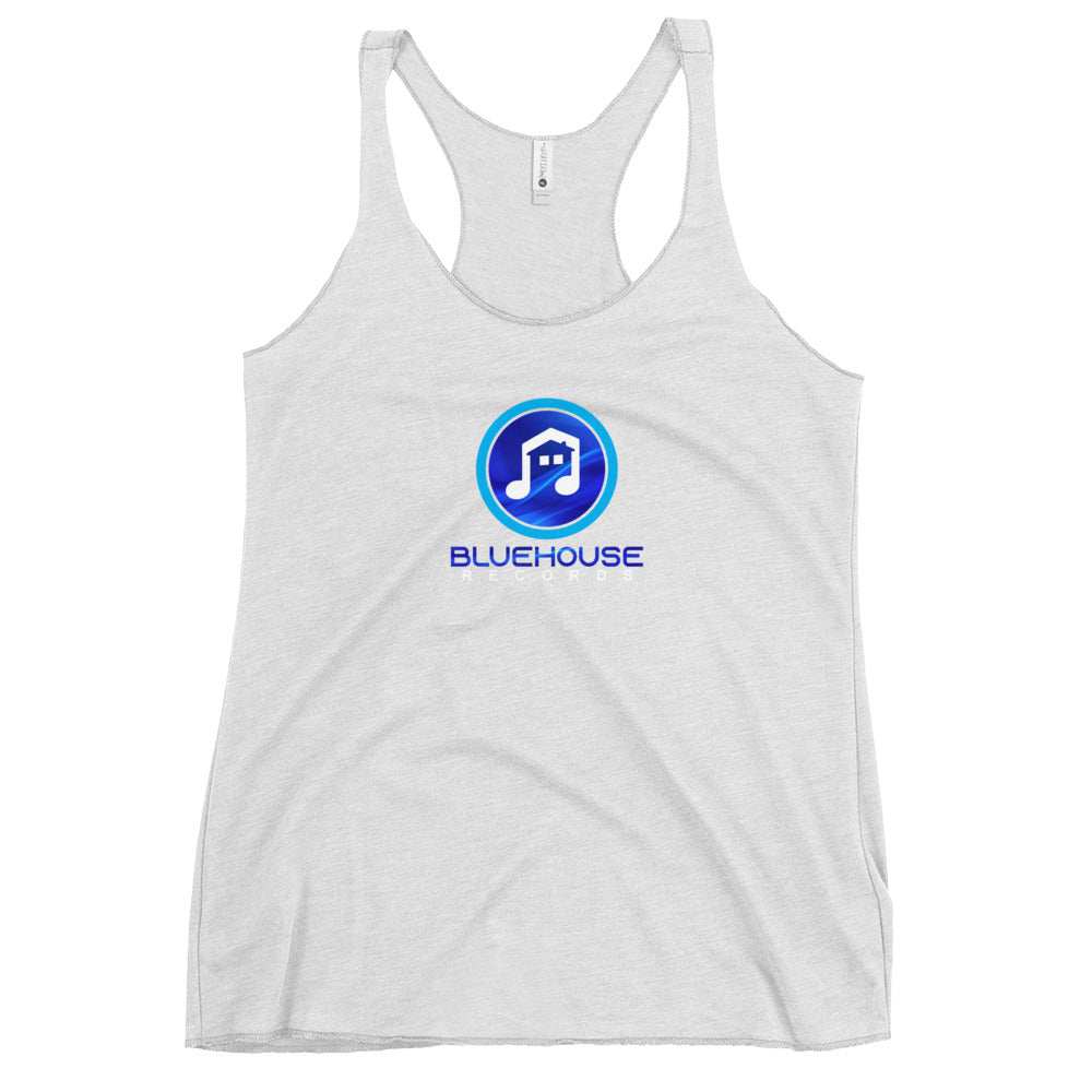 Women's racerback tank top with raw edge seams, lightweight and form-fitting design